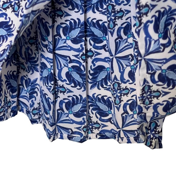 Ann Taylor LOFT Blouse Top Size XS Blue White Floral‎ SS Polyester Womens - Picture 6 of 8